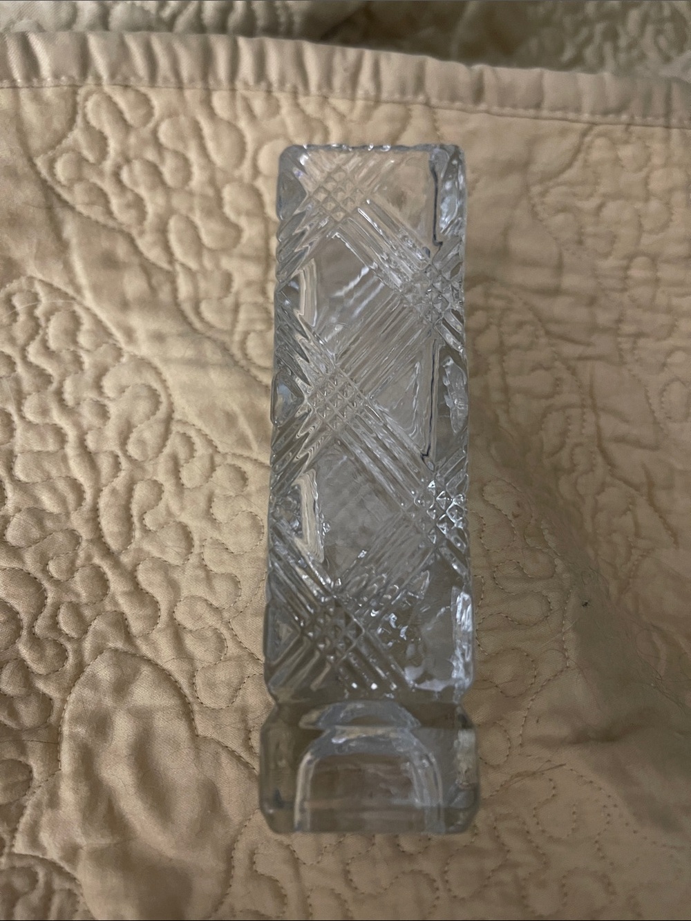 Vintage Avon Clear Cut-Glass Bud Vase with Diamond Pattern